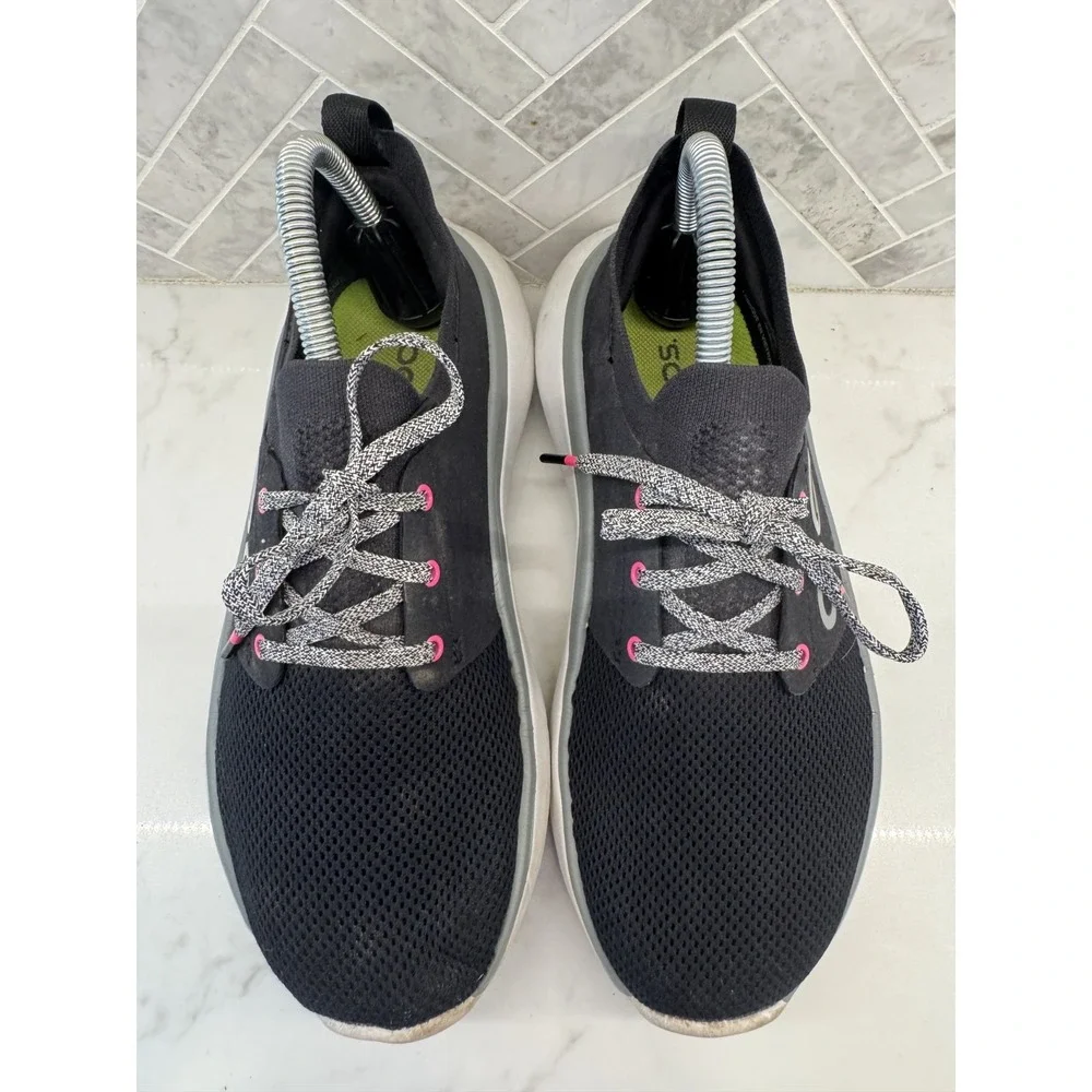 OOFOS Oomy Stride Recovery Sneakers Shoes Womens 8 Black White Comfort Lace Up